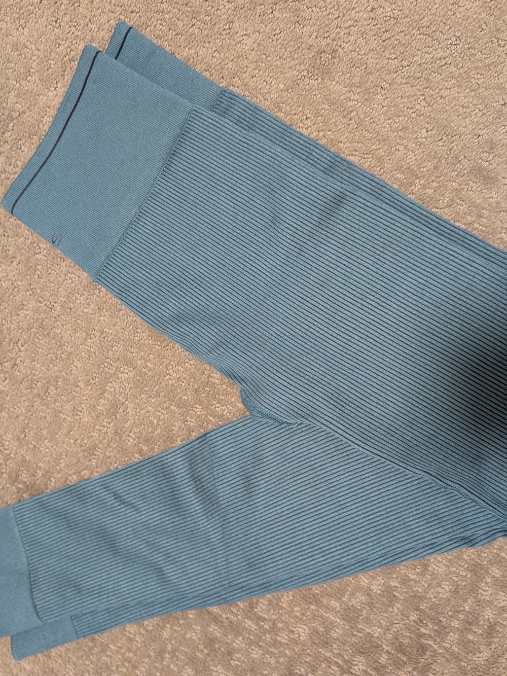 Women's Forest Green Ribbed High-Waist Leggings